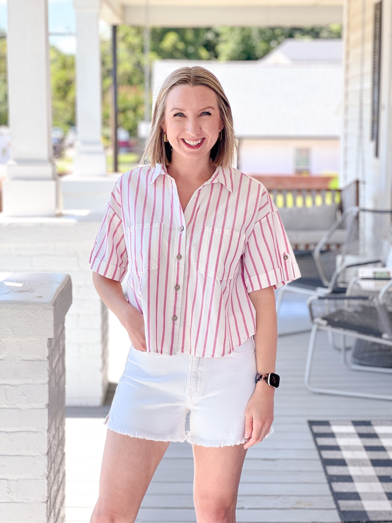 Rose & Lee Co Heidi Denim Shorts, Off - White unknown