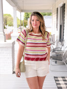 Rose & Lee Co Bandie Top, Multi short sleeve