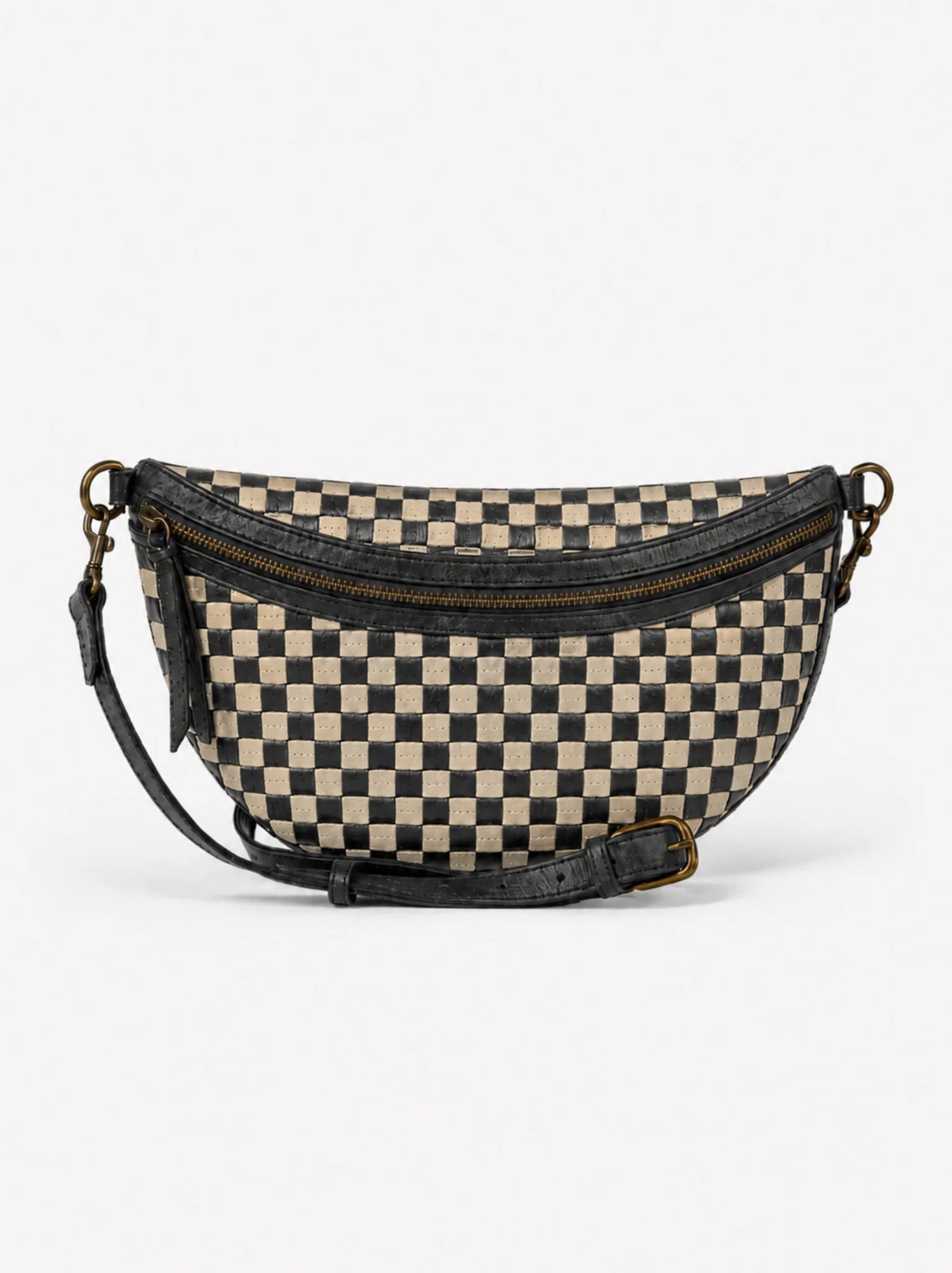 Rose & Lee Co Berkeley Basketweave Belt Bag, Black/Tan Bags
