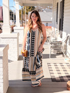 Sleeveless Aztec Printed Maxi Dress