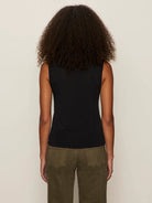 Knitted Button Front Top Black