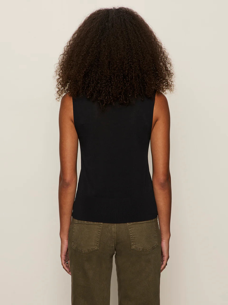 Knitted Button Front Top Black