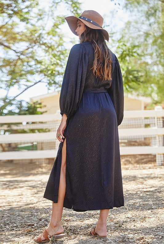 Black Kimono Wrap Dress Apex Ethical Boutique
