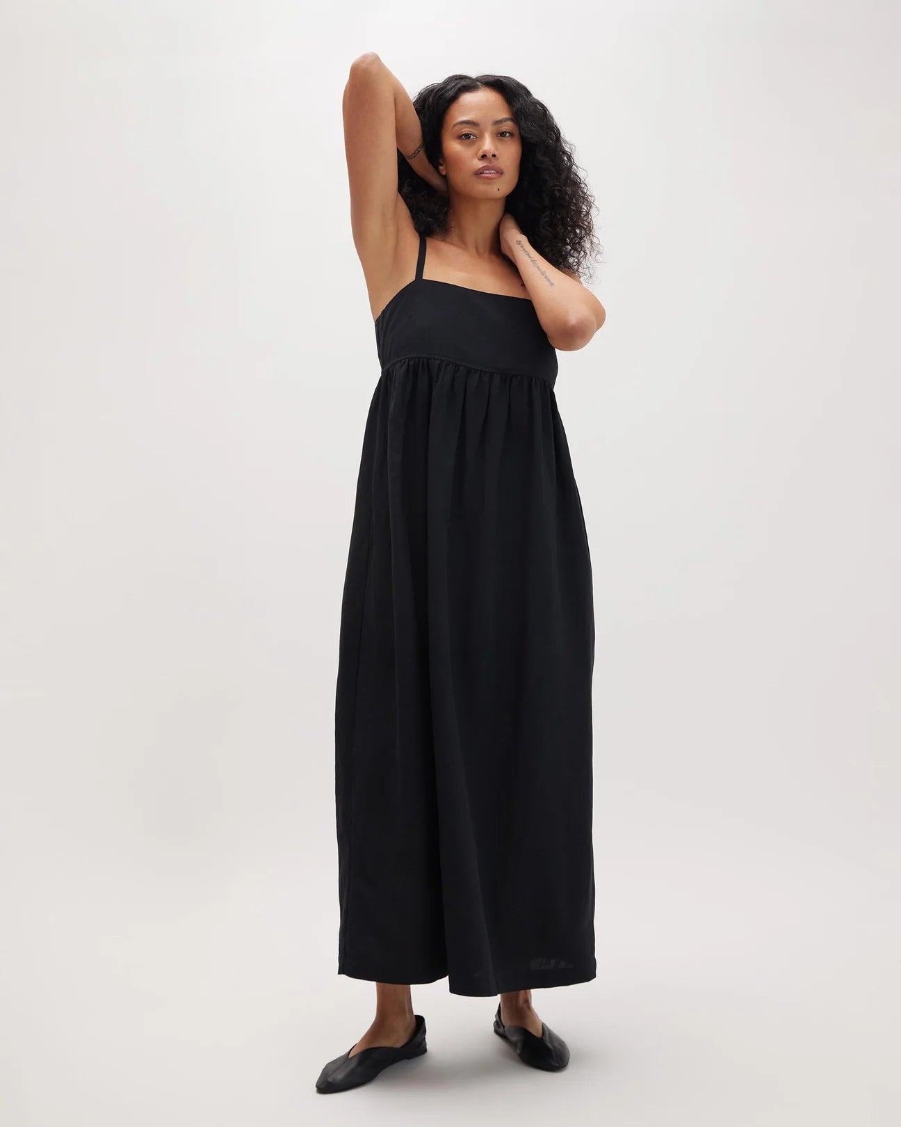 Black Linen Sleeveless Maxi Dress