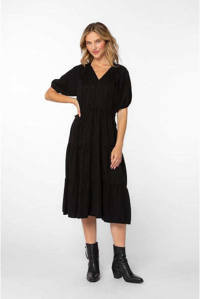Black Short Sleeve Midi Dress Apex Ethical Boutique