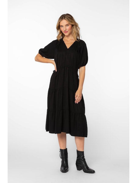 Black Short Sleeve Midi Dress Apex Ethical Boutique