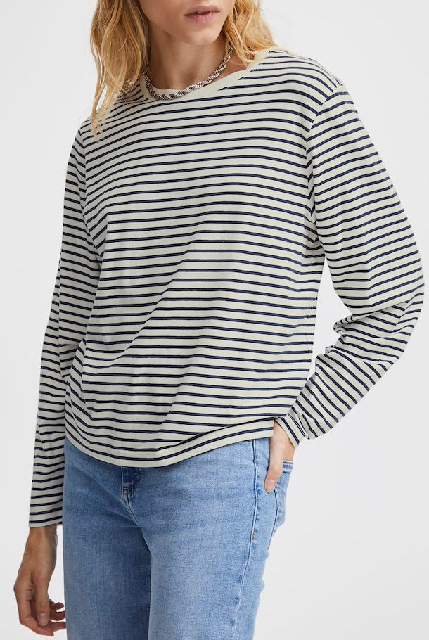 Navy Striped Top Apex Ethical Boutique