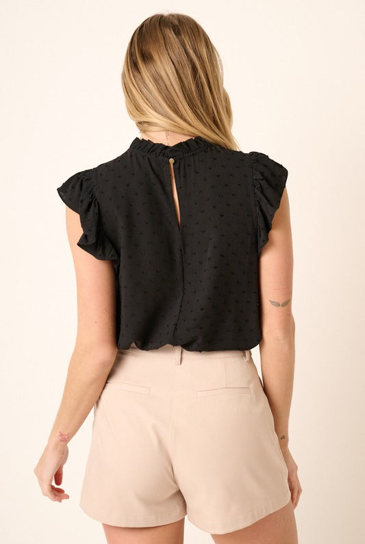 Black Swiss Dot Work Top Apex Ethical Boutique