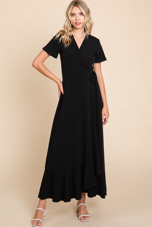 Black Wrap Midi Dress Apex Ethical Boutique