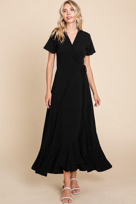 Black Wrap Midi Dress Apex Ethical Boutique