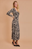 Black and White Abstract Work Dress