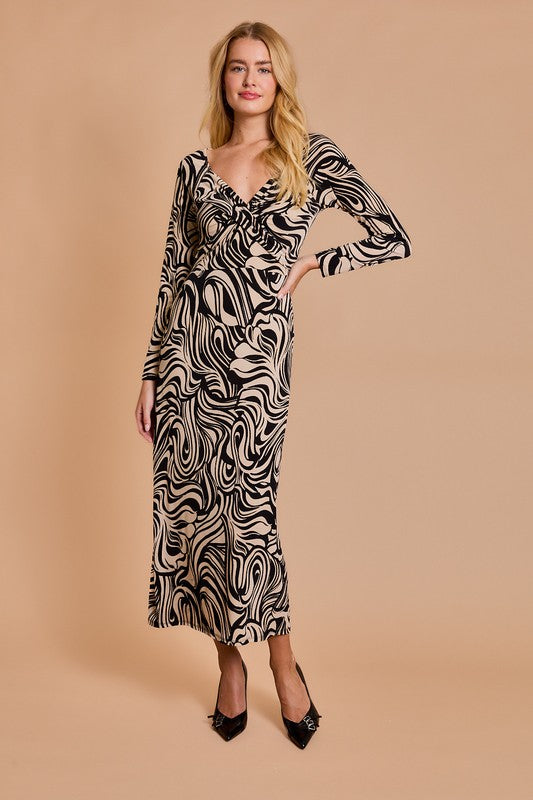 Black and White Abstract Work Dress