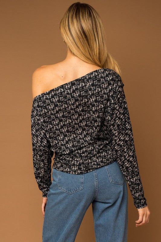 Black/Ivory Off The Shoulder Top Apex Ethical Boutique