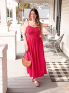 Red Gingham Sleeveless Maxi Dress