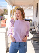 Purple Pointelle Long Sleeve Top