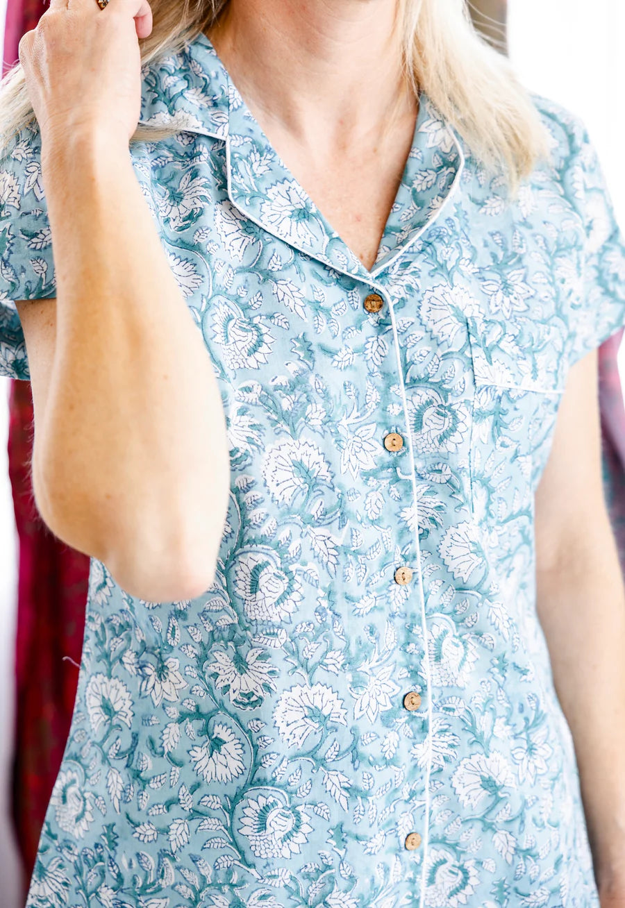 blue coastal pajama set