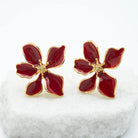 Red Flower Stud Earrings