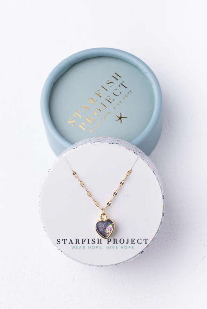 Blue Heart Gold Necklace Apex Ethical Boutique