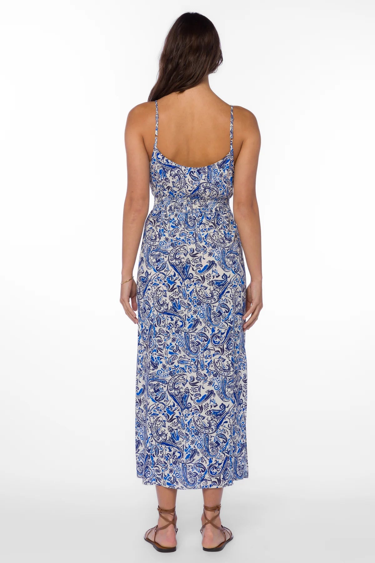 Blue Paisley Print Midi Dress Apex Ethical Boutique