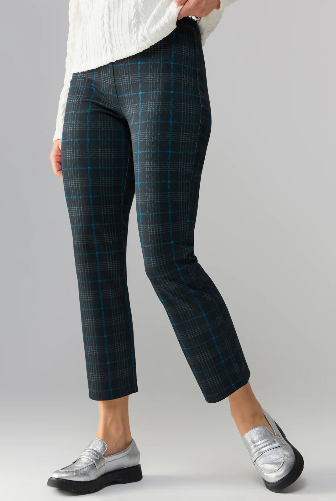 Blue Plaid Cropped Pants Apex Ethical Boutique