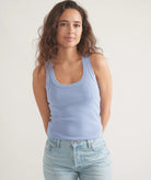 Blue Ribbed Tank Top Apex Ethical Boutique