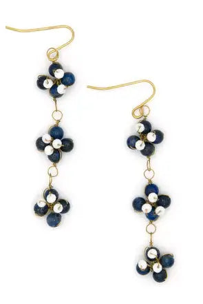 Blue Stone Flower Earring Ethical Boutique Apex NC
