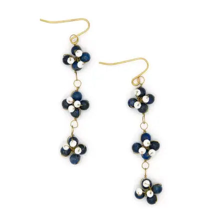 Blue Stone Flower Earring Ethical Boutique Apex NC