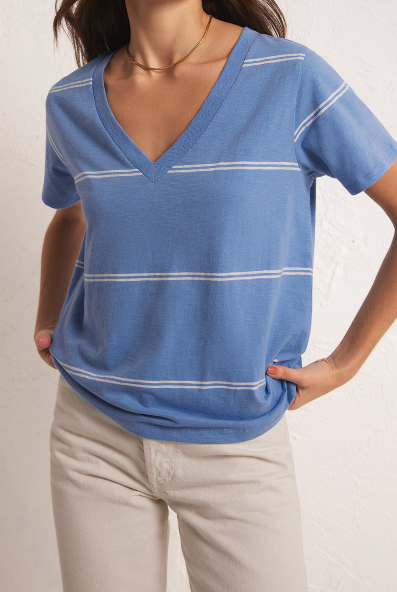 Blue Striped Top Apex Ethical Boutique