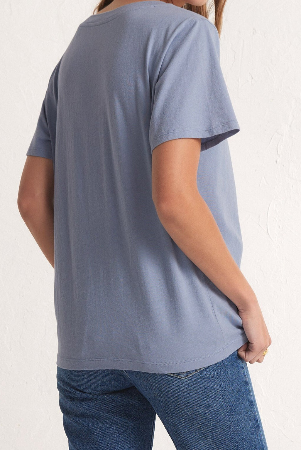 Blue V-Neck Short Sleeve Top Apex Ethical Boutique