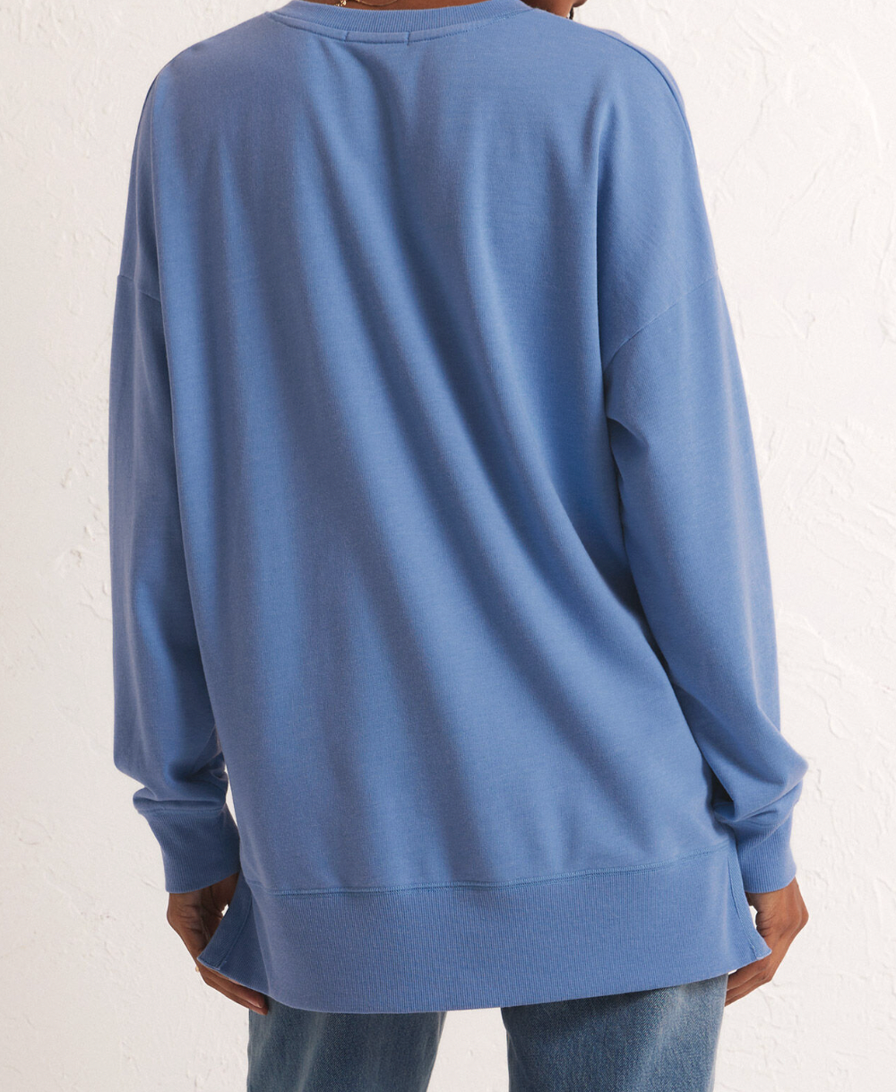 Blue V-Neck Sweatshirt Apex Ethical Boutique