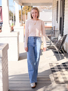long sleeve white pink top with boat neckline