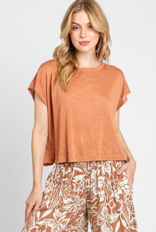 Boxy Short Sleeve Terracotta Top Apex Ethical Boutique