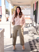 green cropped boyfriend style pants