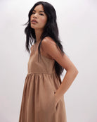 Coffee Brown Women's Linen Maxi Dress
