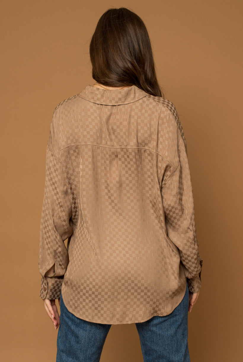 Brown Silk Top Apex Ethical Boutique