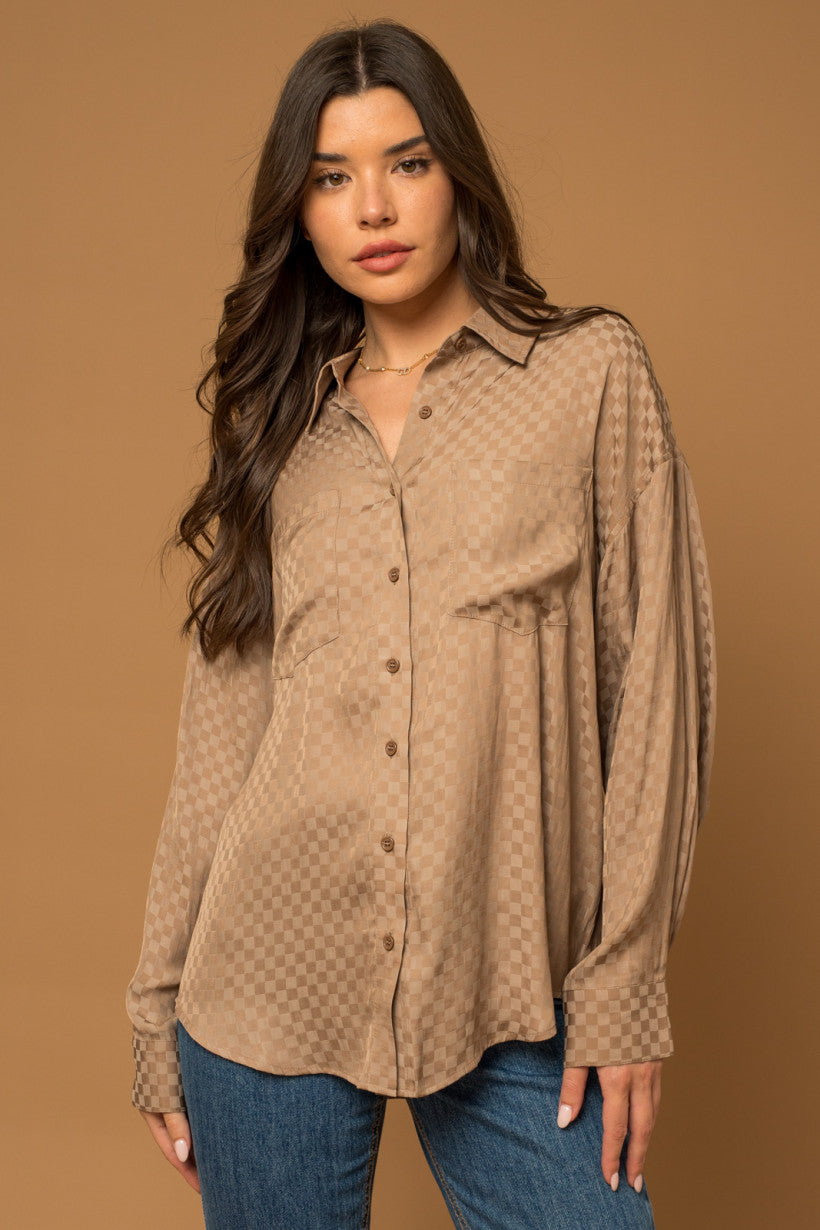 Brown Silk Top Apex Ethical Boutique