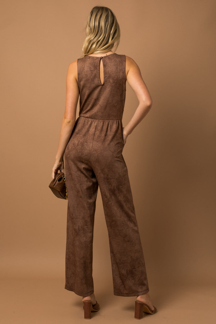 Brown Sleeveless Jumpsuit Apex Ethical Boutique