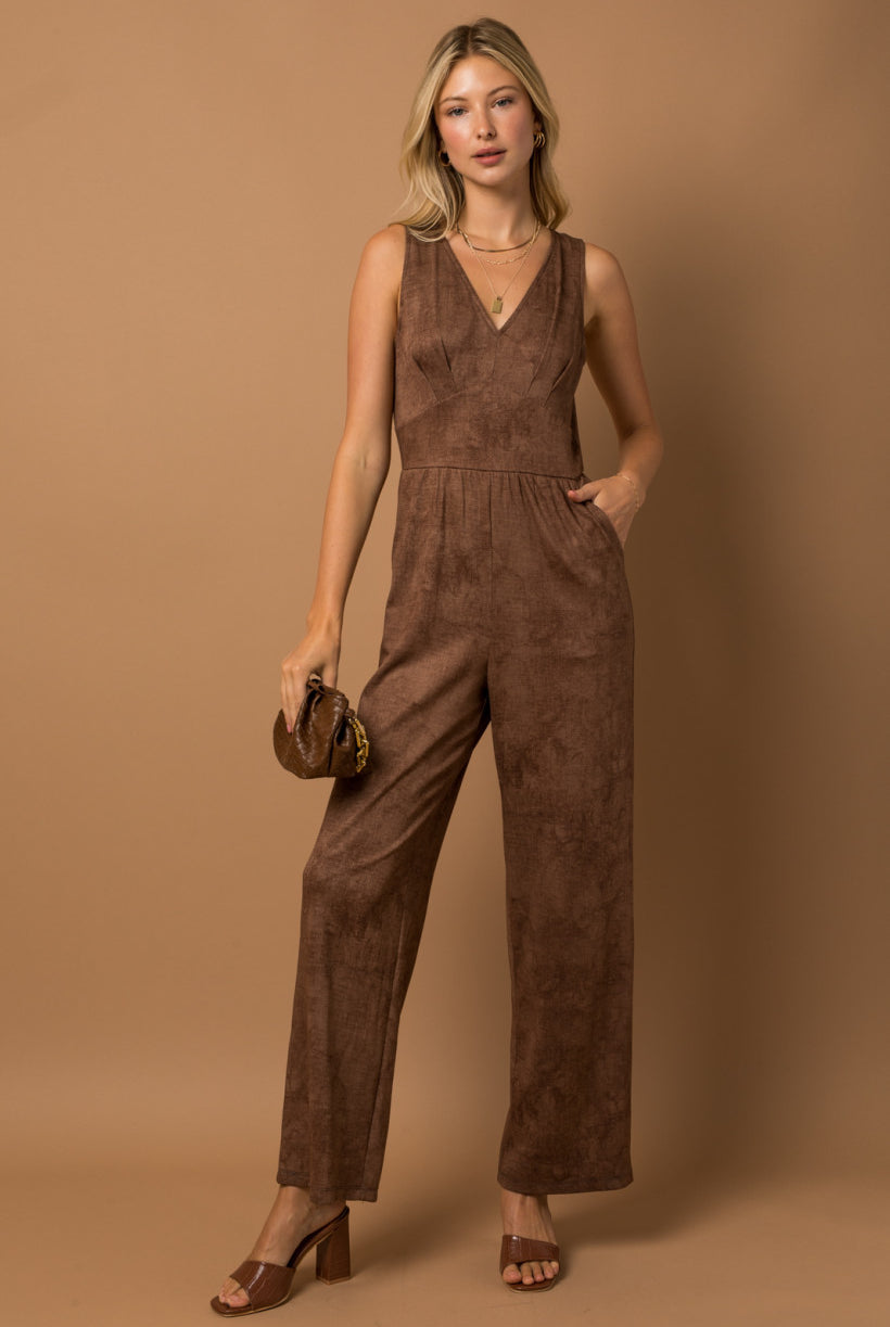 Brown Sleeveless Jumpsuit Apex Ethical Boutique