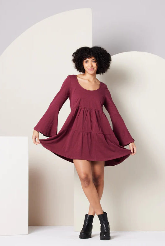 Burgundy Flowy Dress Apex Ethical Boutique