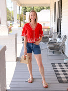 Rose & Lee Co Cast Of Waves Top, Lychee by Z Supply short sleeve