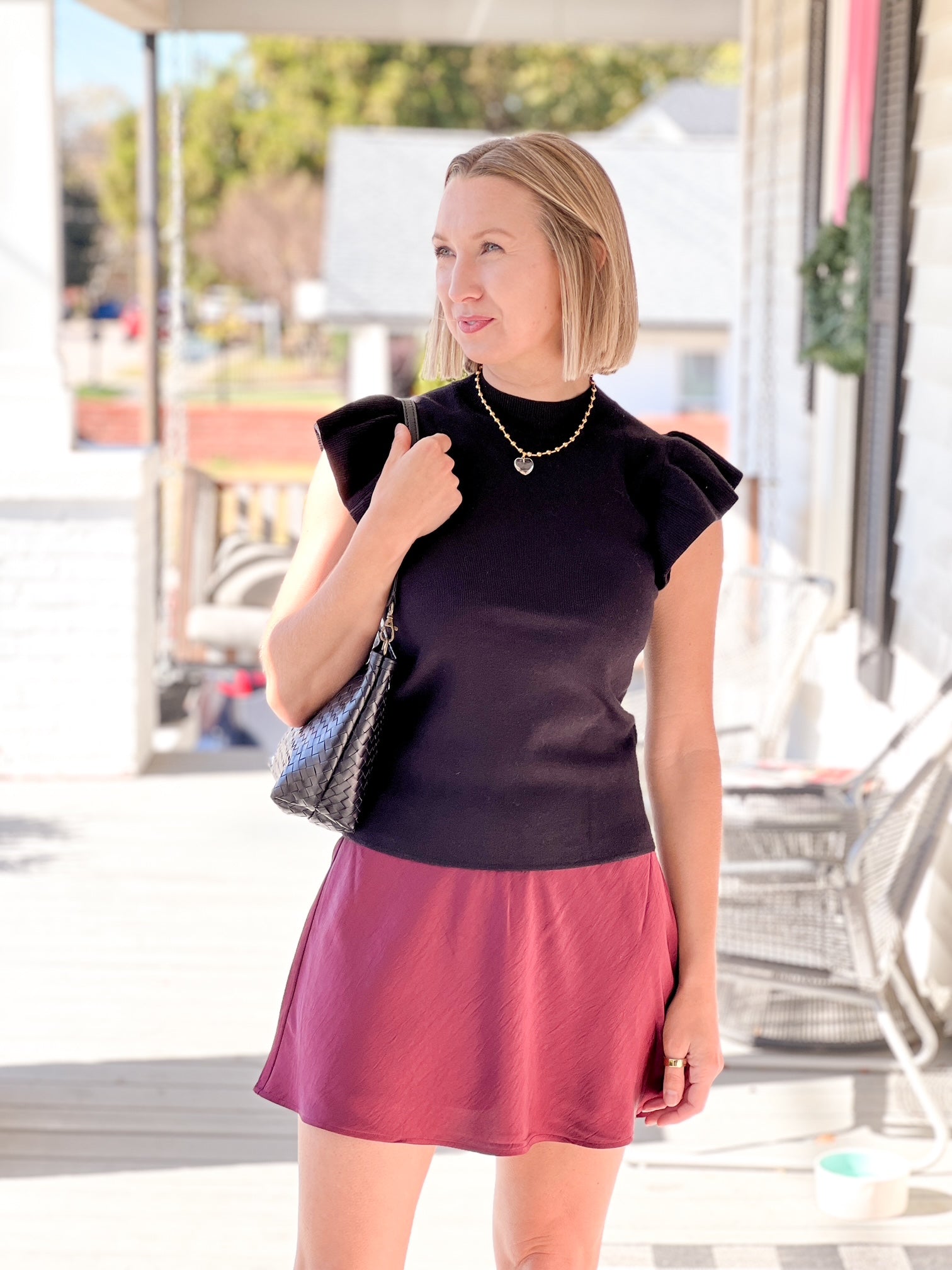 Burgundy Satin Mini Skirt