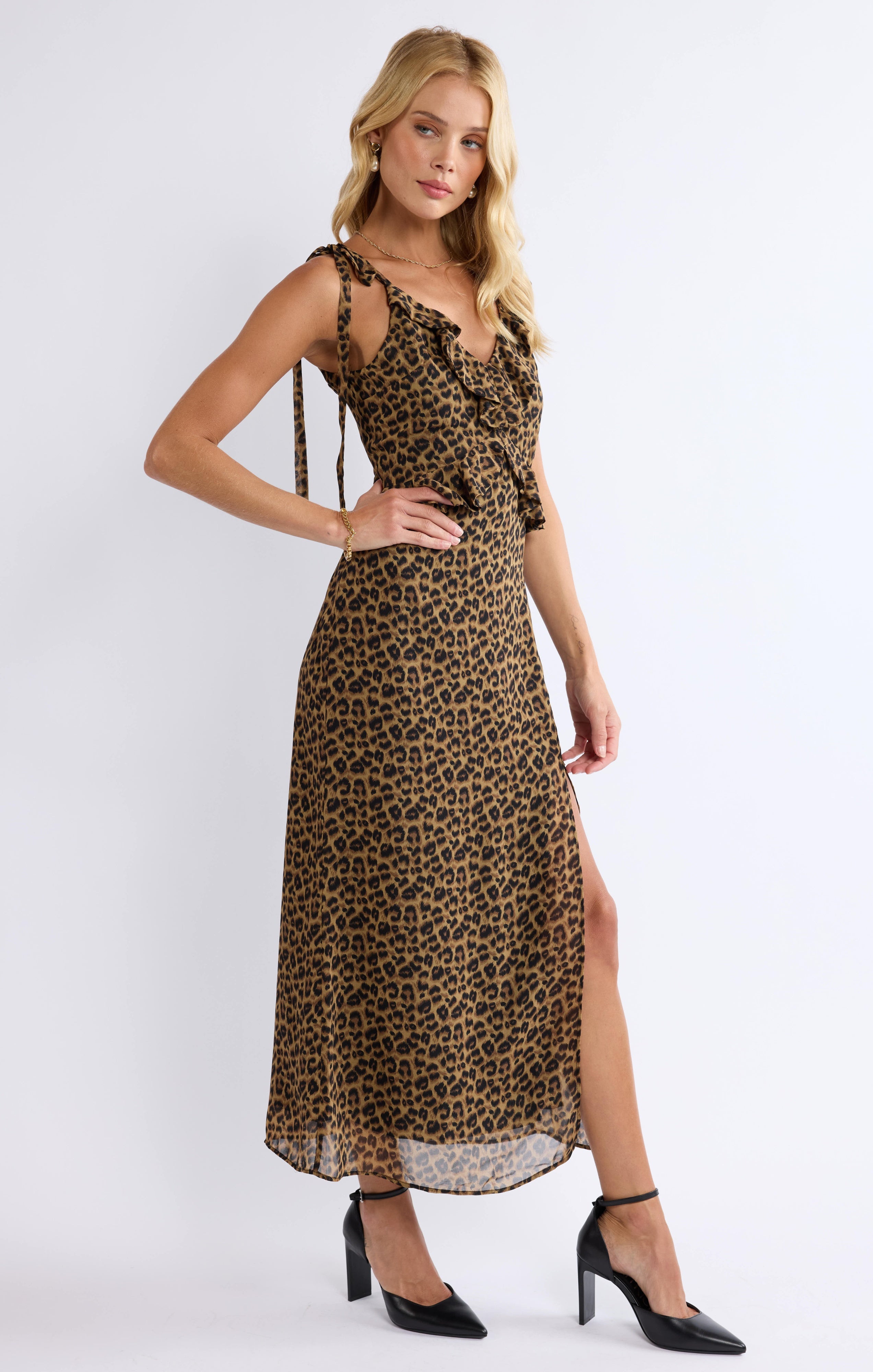 Cheetah Printed Maxi Event Dress
