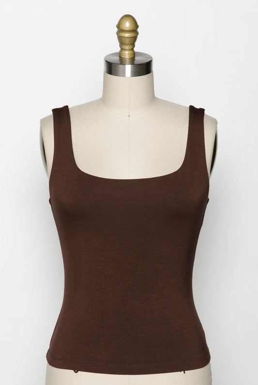 Chocolate Brown Tank Top Apex Ethical Boutique