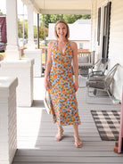 Rose & Lee Co Citrus Soiree Dress, Blue/Orange Event Dress