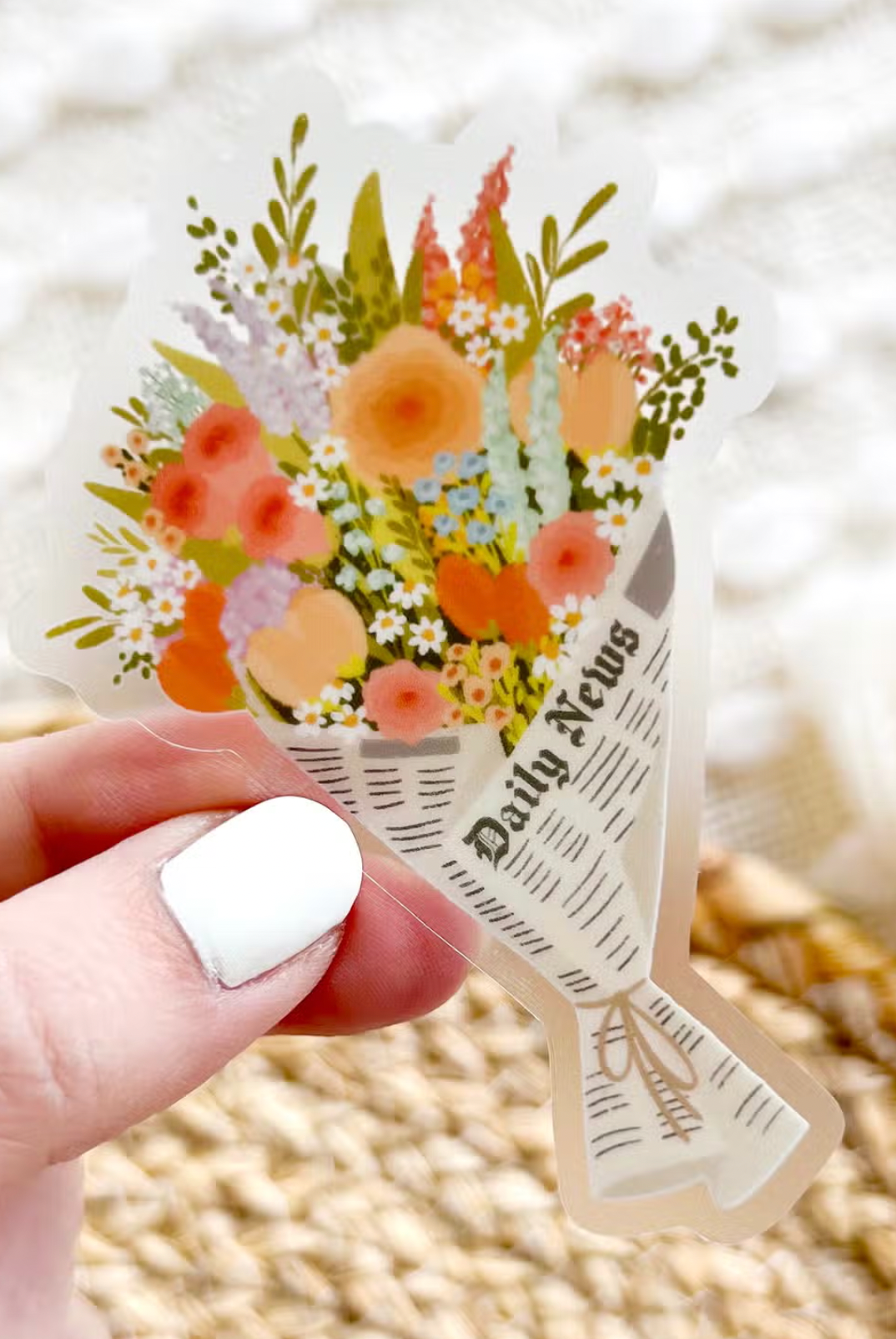 Clear Bouquet in Newspaper Sticker Apex Ethical Boutique