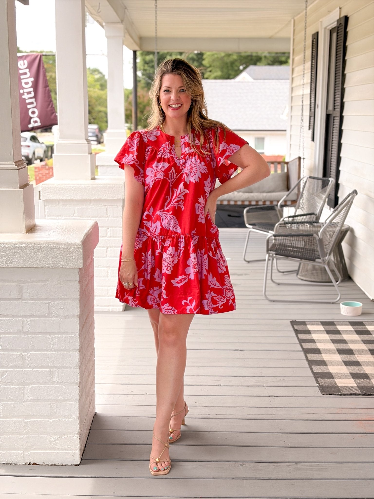 Rose & Lee Co Cleo Dress, Red Multi Work Dress