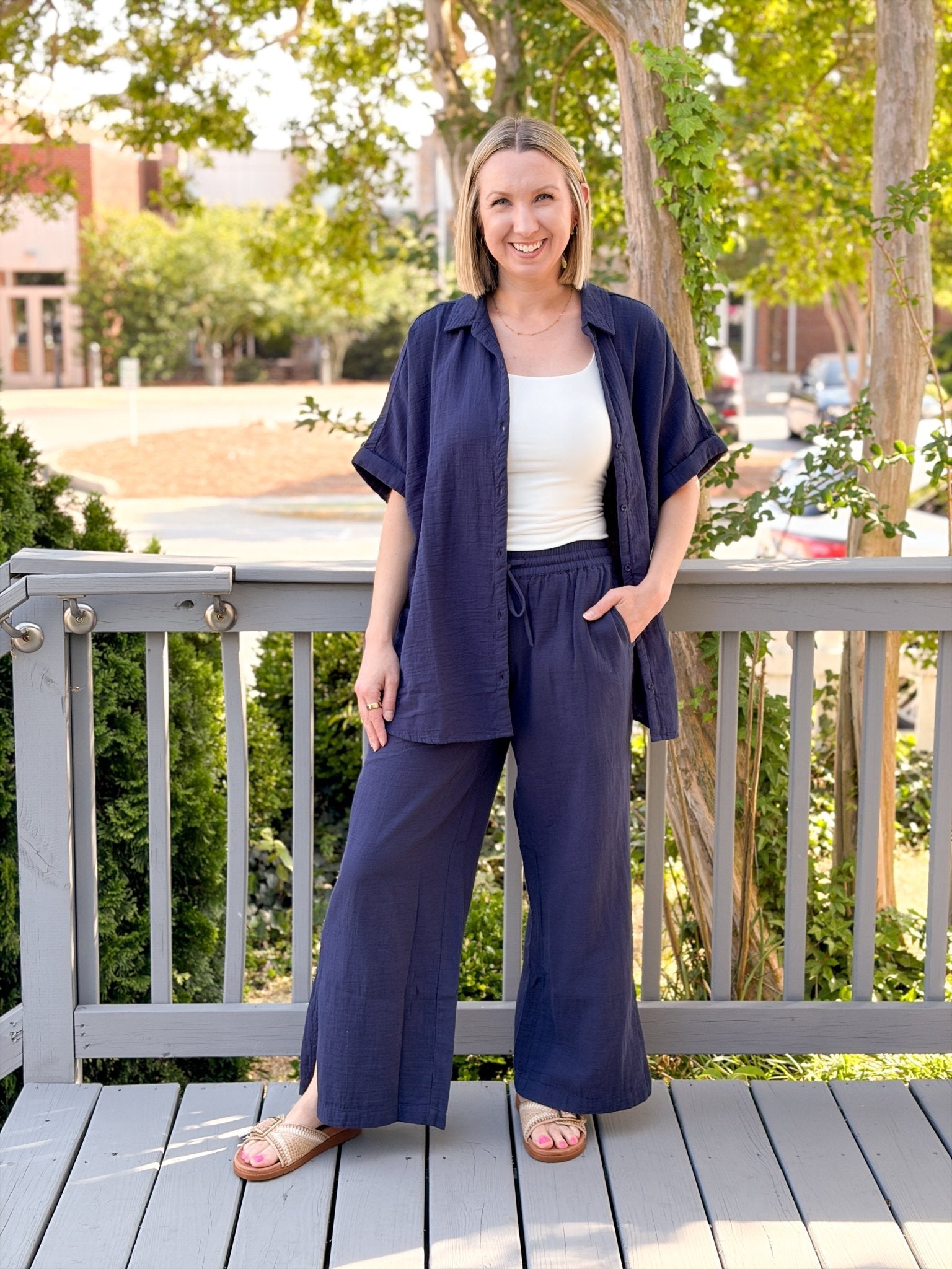 Rose & Lee Co Coastal Pants, Navy by Pact Pants