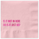 Light pink napkin with fuschia foil lettering