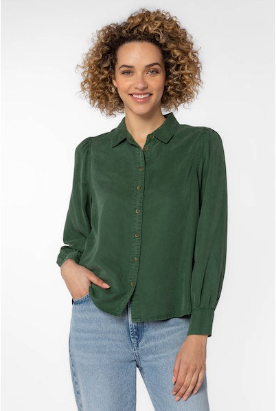 Collared Dark Green Top Apex Ethical Boutique
