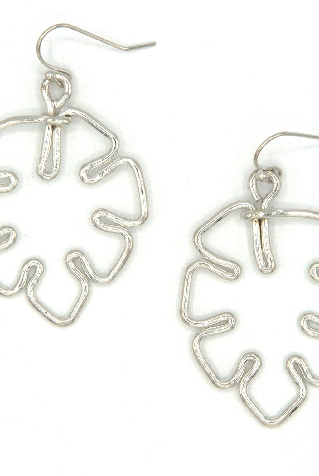 Continuous Line Art Earrings, Monstera